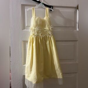 Bonnie Jean Lemon Yellow Floral Organza Party Dress